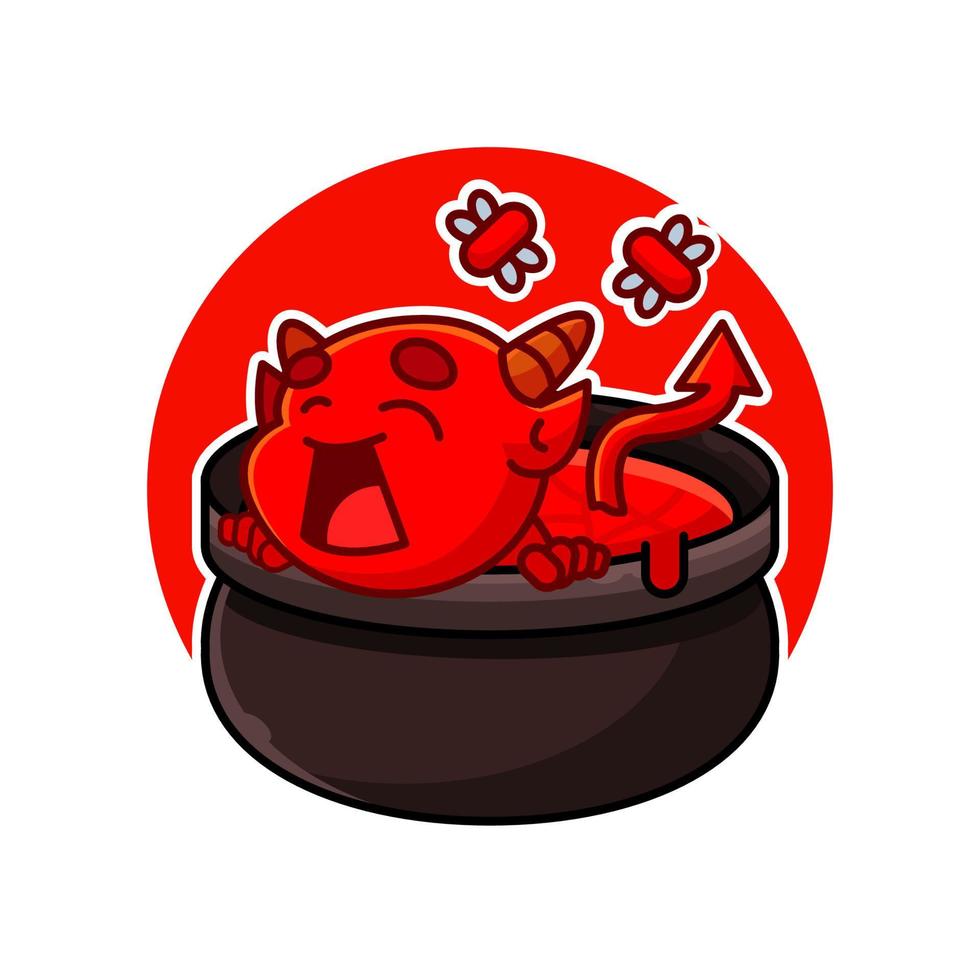 demon with fire cartoon illustration vector