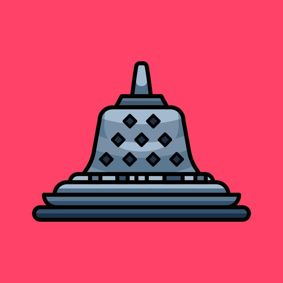 simple borobudur temple cartoon illustration set vector