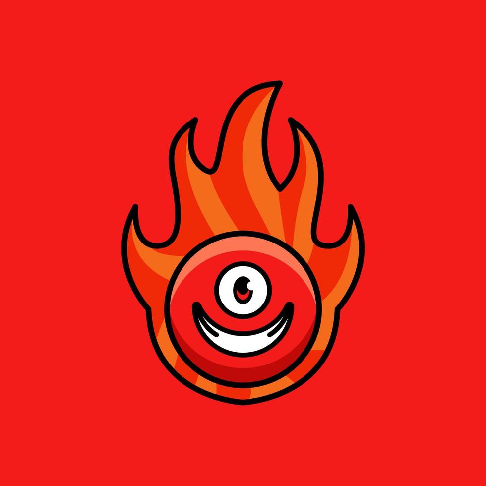 fire ball monster cartoon illustration vector