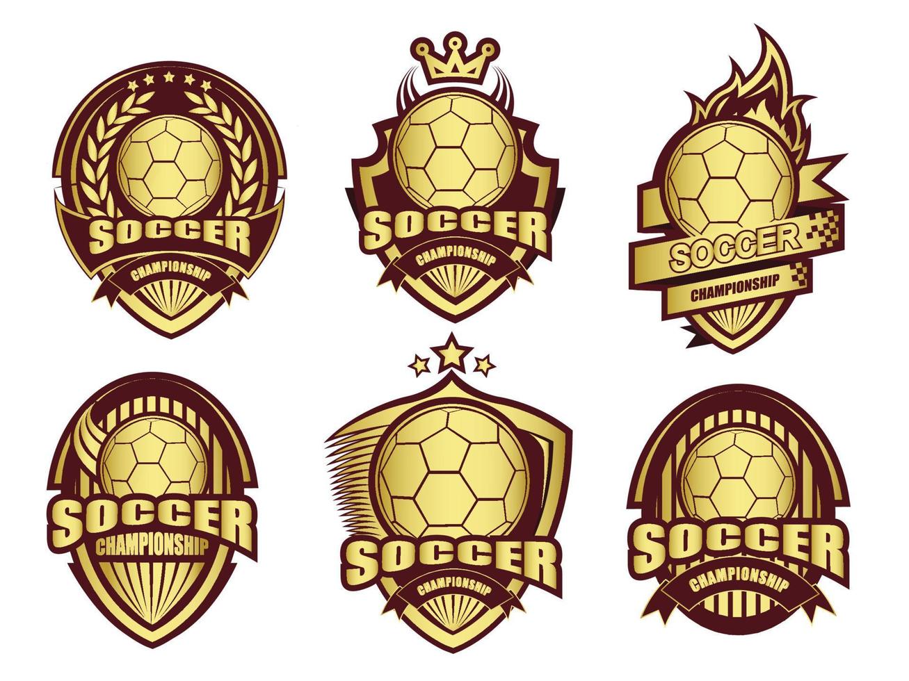 ilustración del conjunto de símbolos de fútbol dorado vector