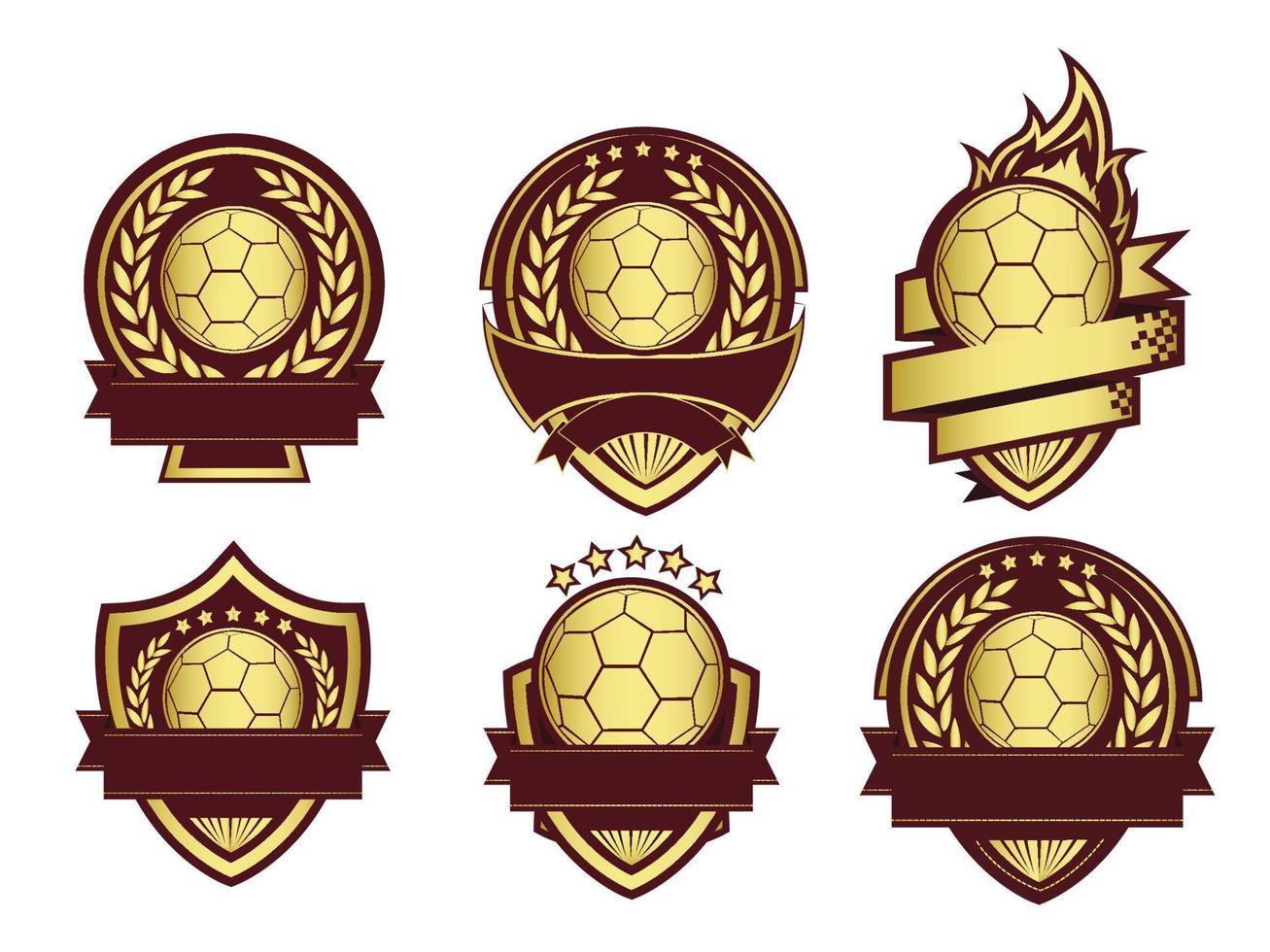 Group of golden soccer banner or template set vector