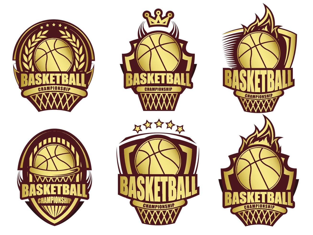 ilustración del conjunto de símbolos de baloncesto dorado vector