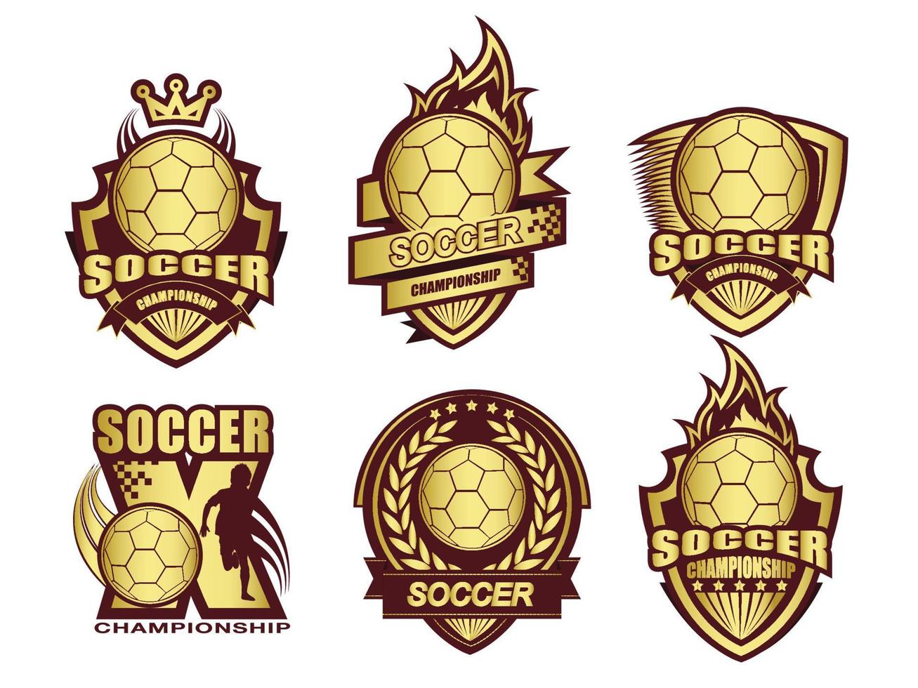 ilustración del conjunto de logotipo de fútbol dorado vector
