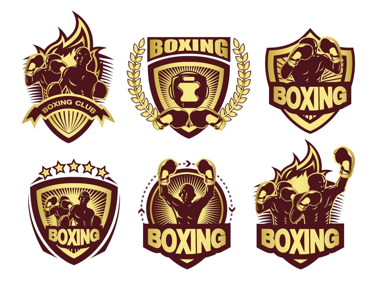 Collection of golden boxing logo set vector