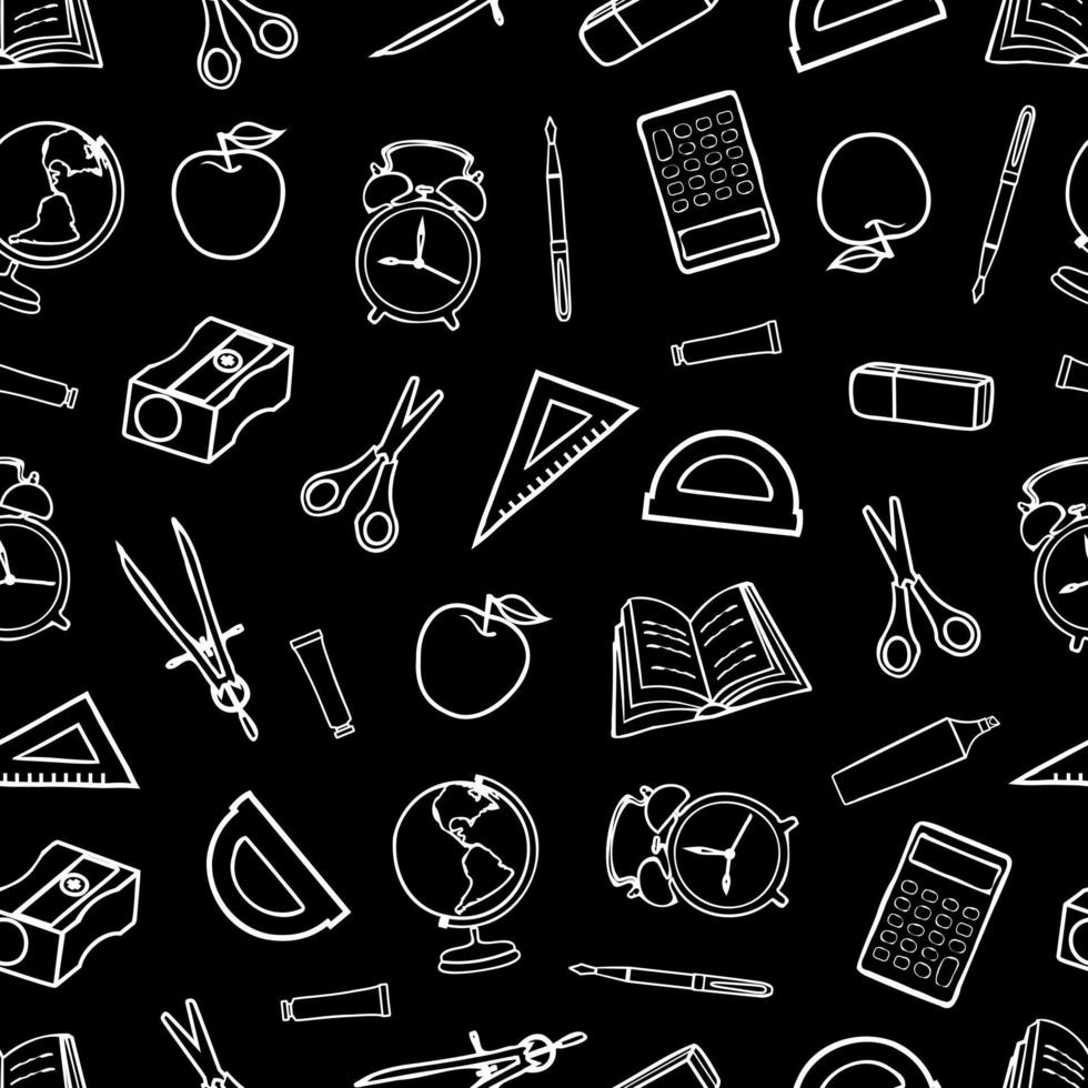 back to school seamless pattern with doodles vector