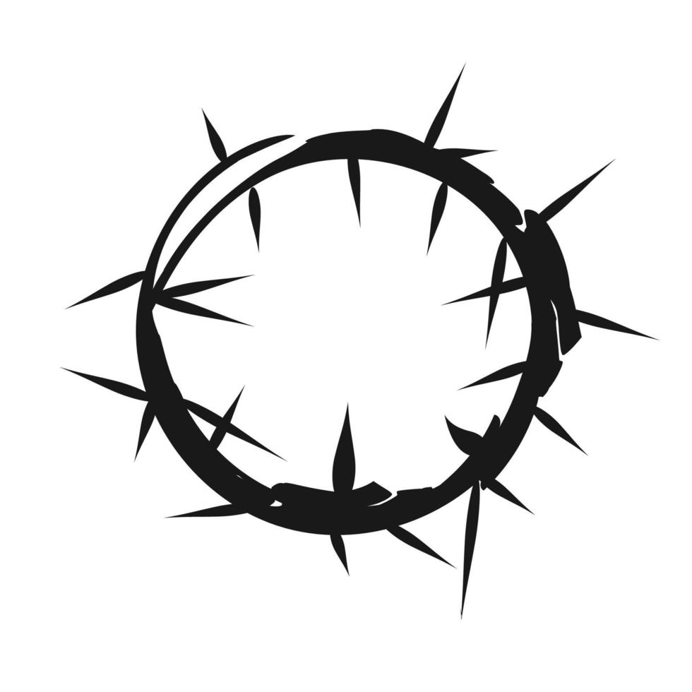 diseño de tatuaje cristiano con una corona de espinas vector