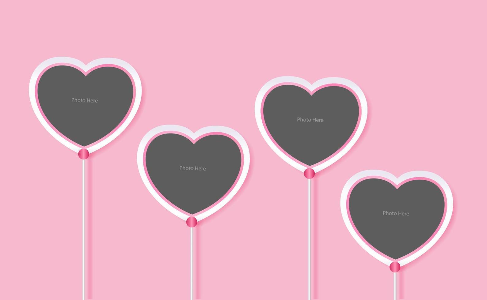 Valentine hanging photo frame on Pink background vector