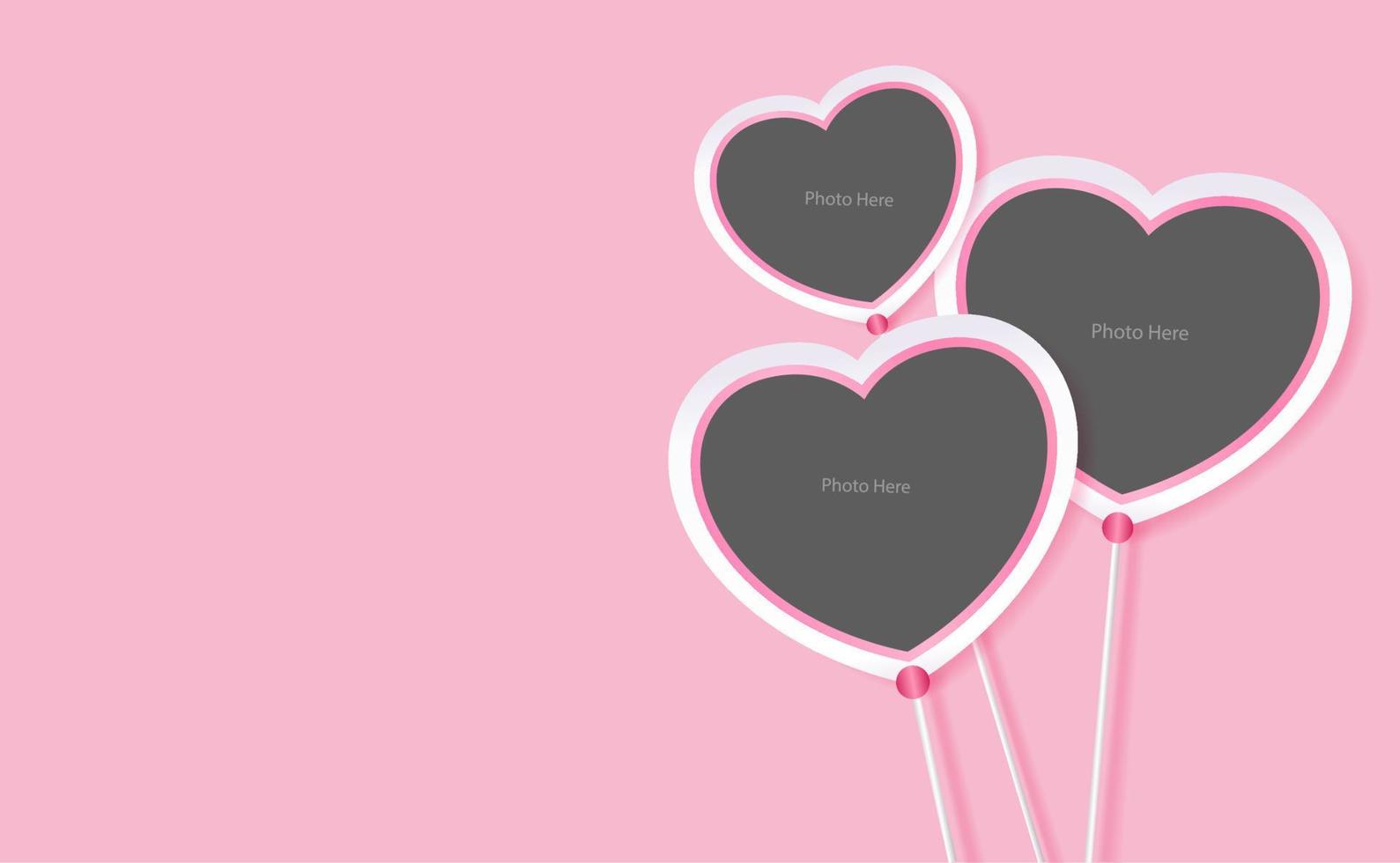 Valentine hanging photo frame on Pink background vector