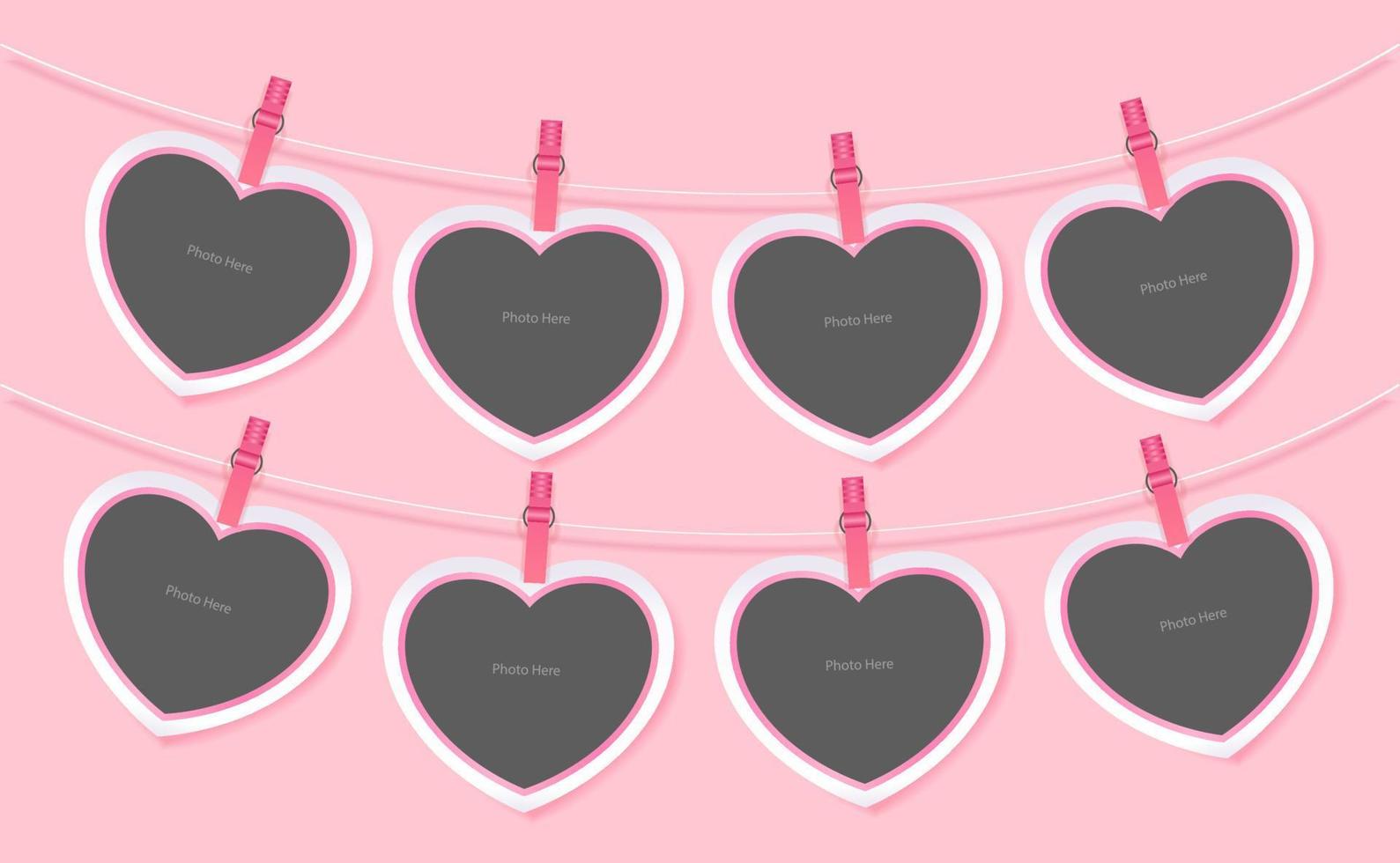 Valentine hanging photo frame on Pink background vector