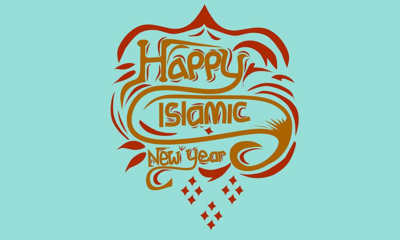 Lettering congratulations on the Islamic New Year in the month of vector