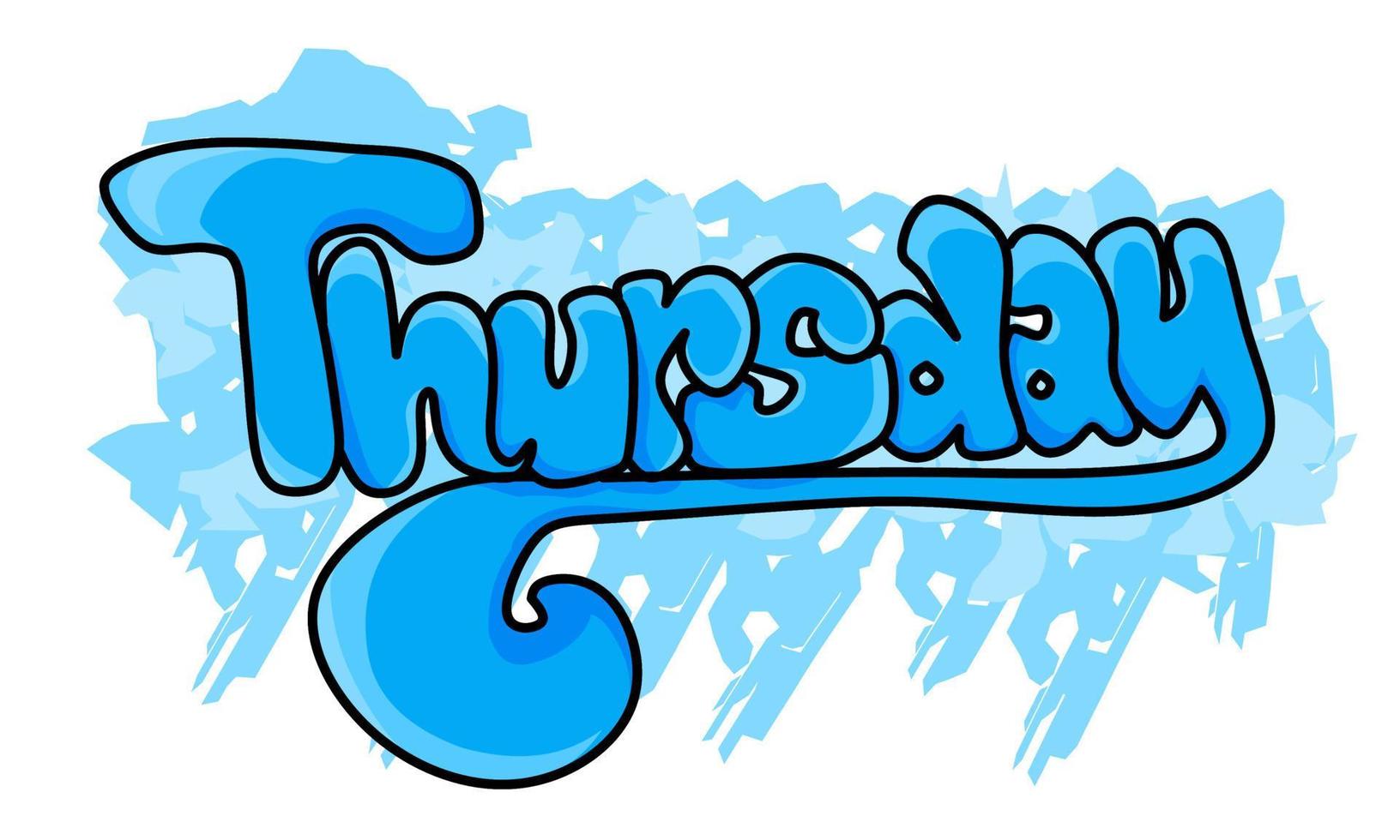 Image of thursday name graffiti in blue and white background vector