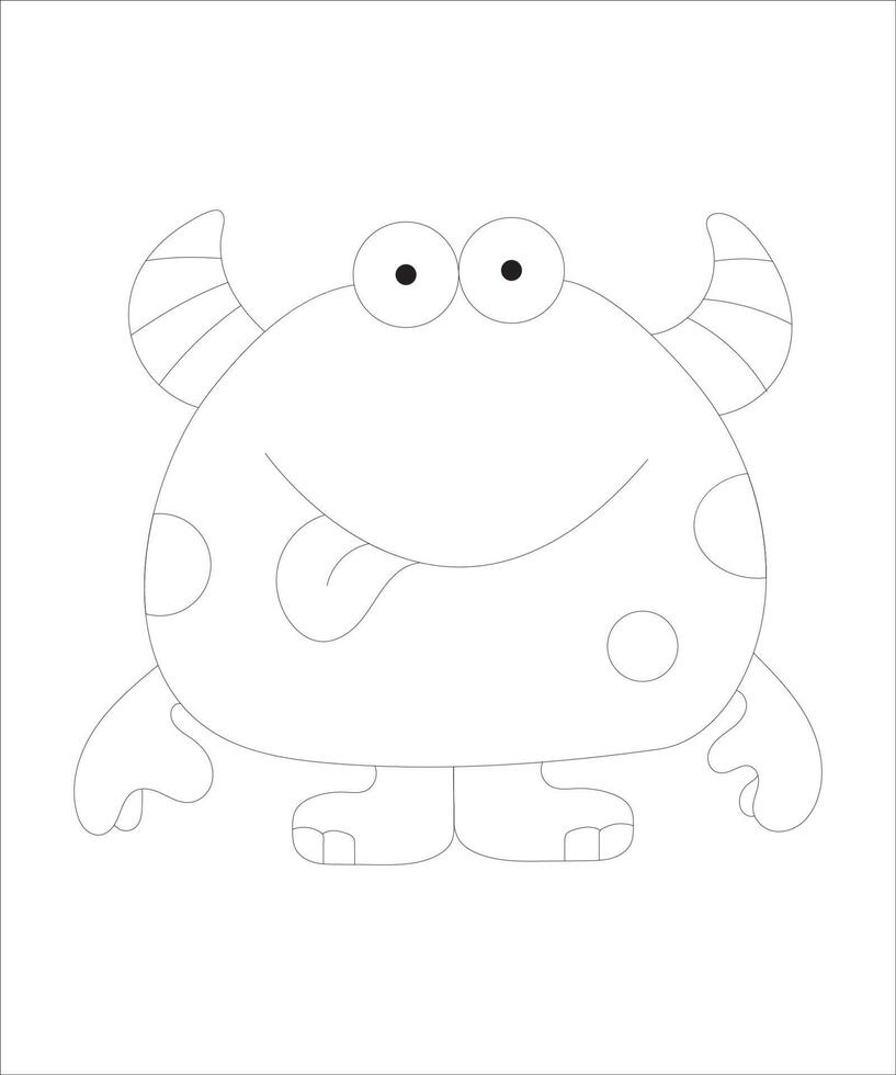 Cute baby monster kids coloring page vector