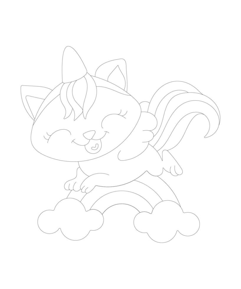 Cute baby unicorn kids coloring page vector