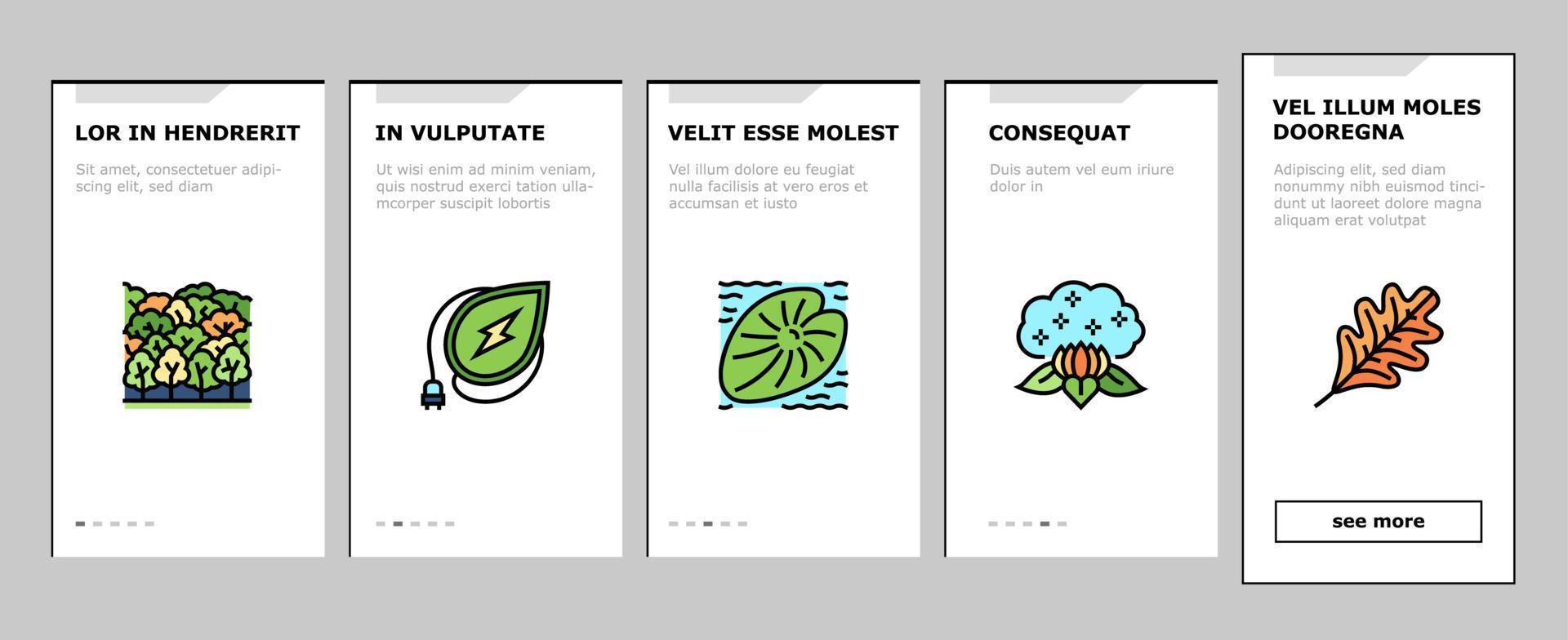 Leaf Branch Natural Foliage Tree Onboarding Icons Set Vector