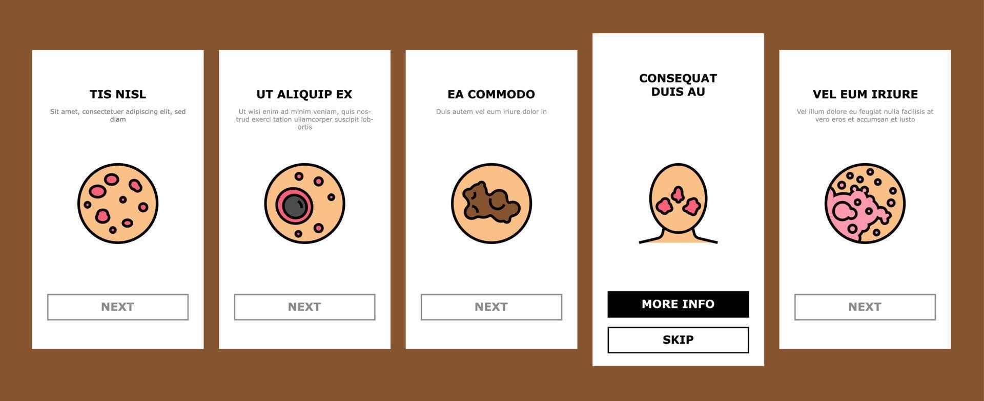 Skin Disease Symptom Onboarding Icons Set Vector