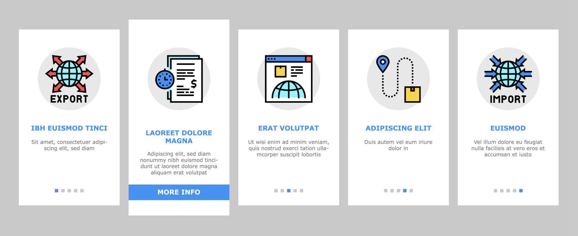 iconos de incorporación logística de importación de exportación establecer vector
