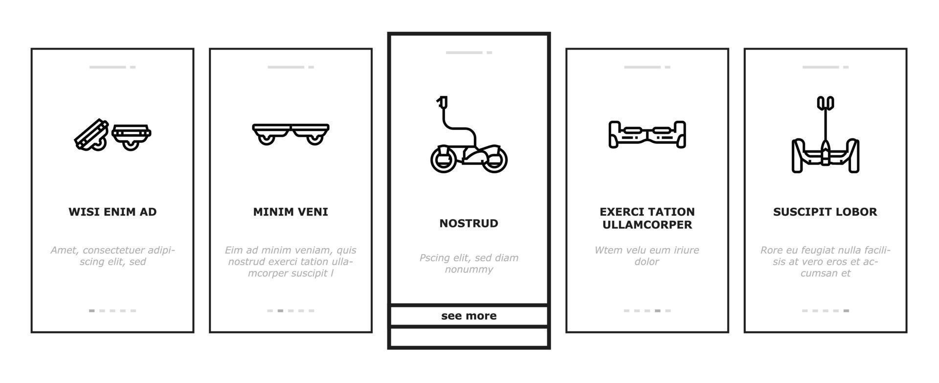 conjunto de iconos de incorporación de transporte personal vector