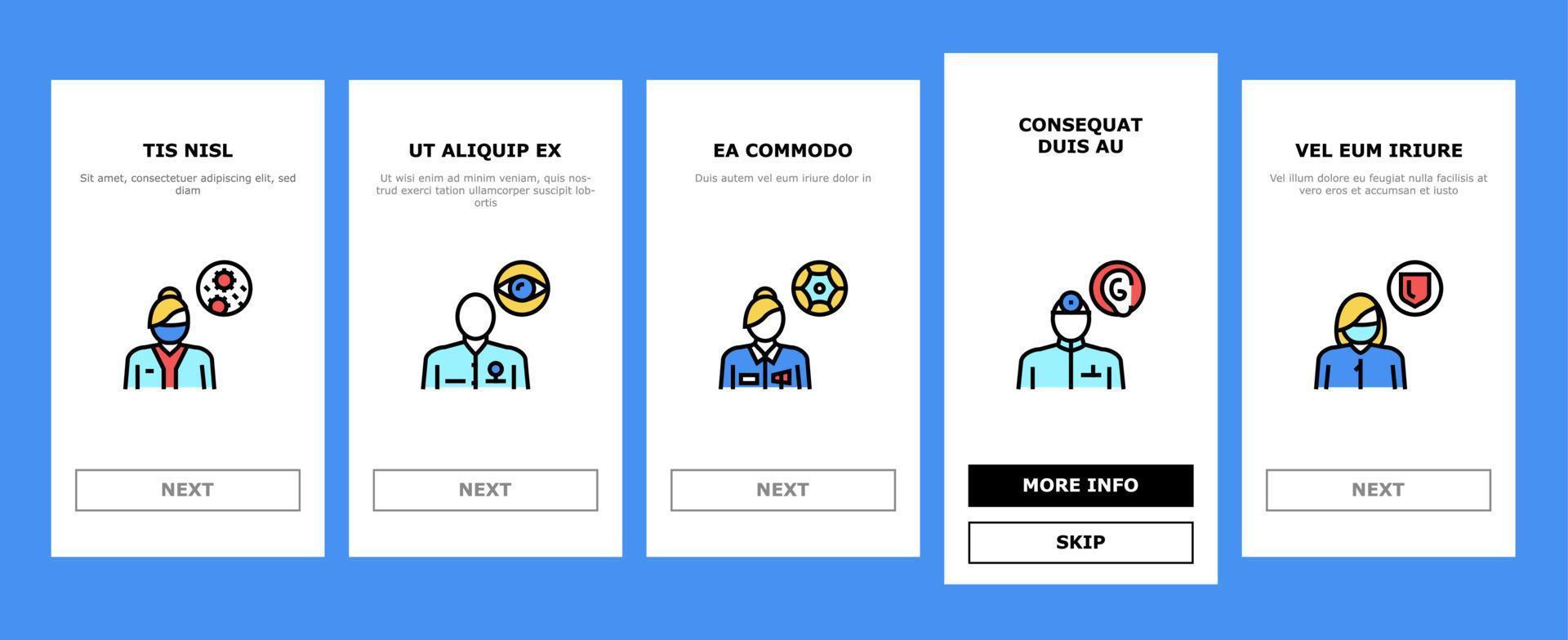 Medical Speciality Onboarding Icons Set Vector