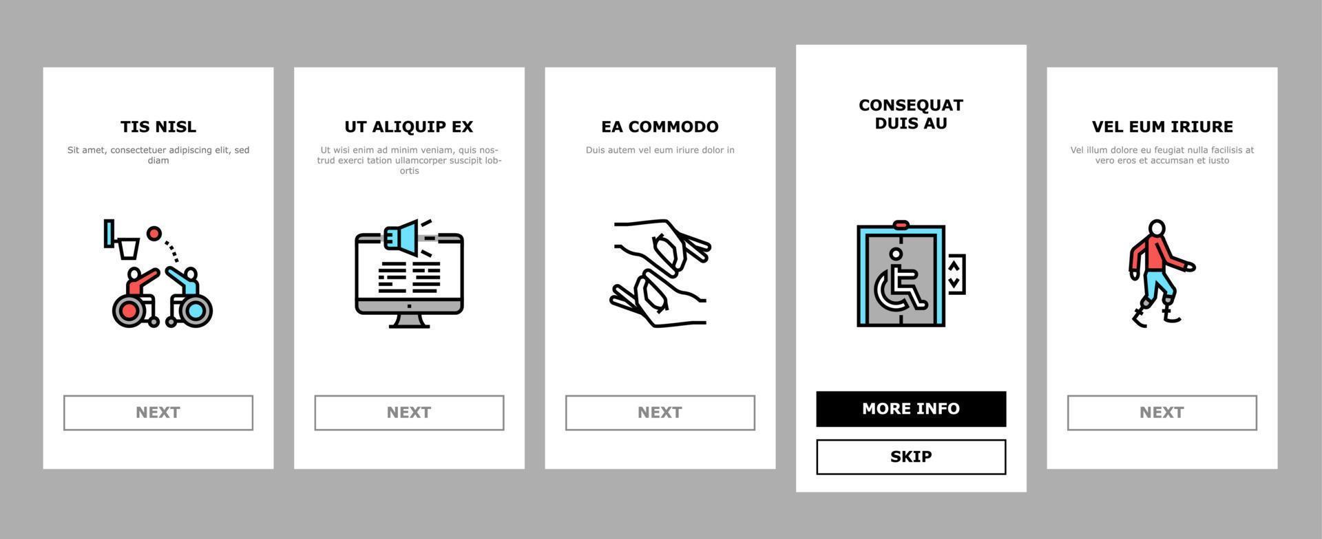 Disability Technology Onboarding Icons Set Vector