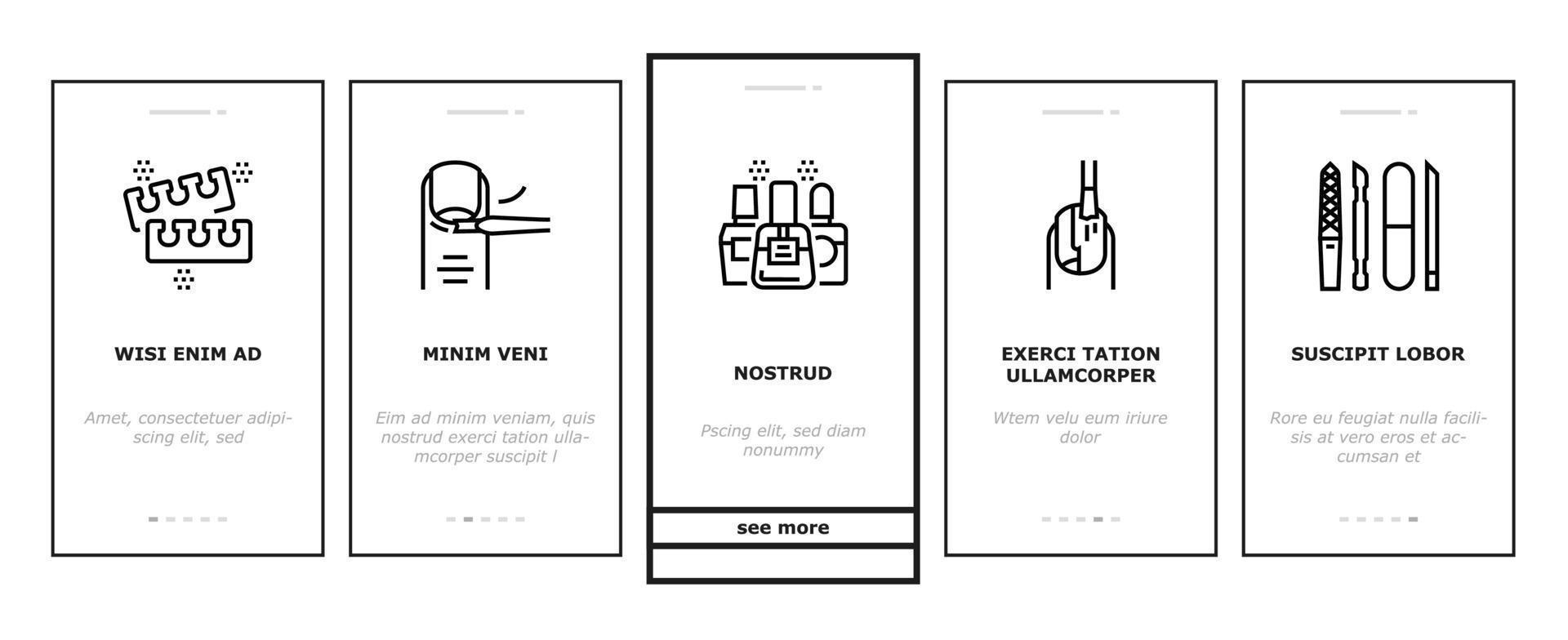 Manicure And Pedicure Onboarding Icons Set Vector