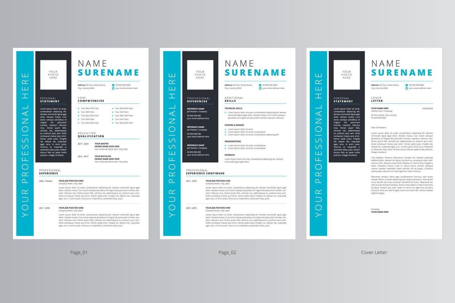 Modern Resume or CV and Cover Letter Template. Pro Vector