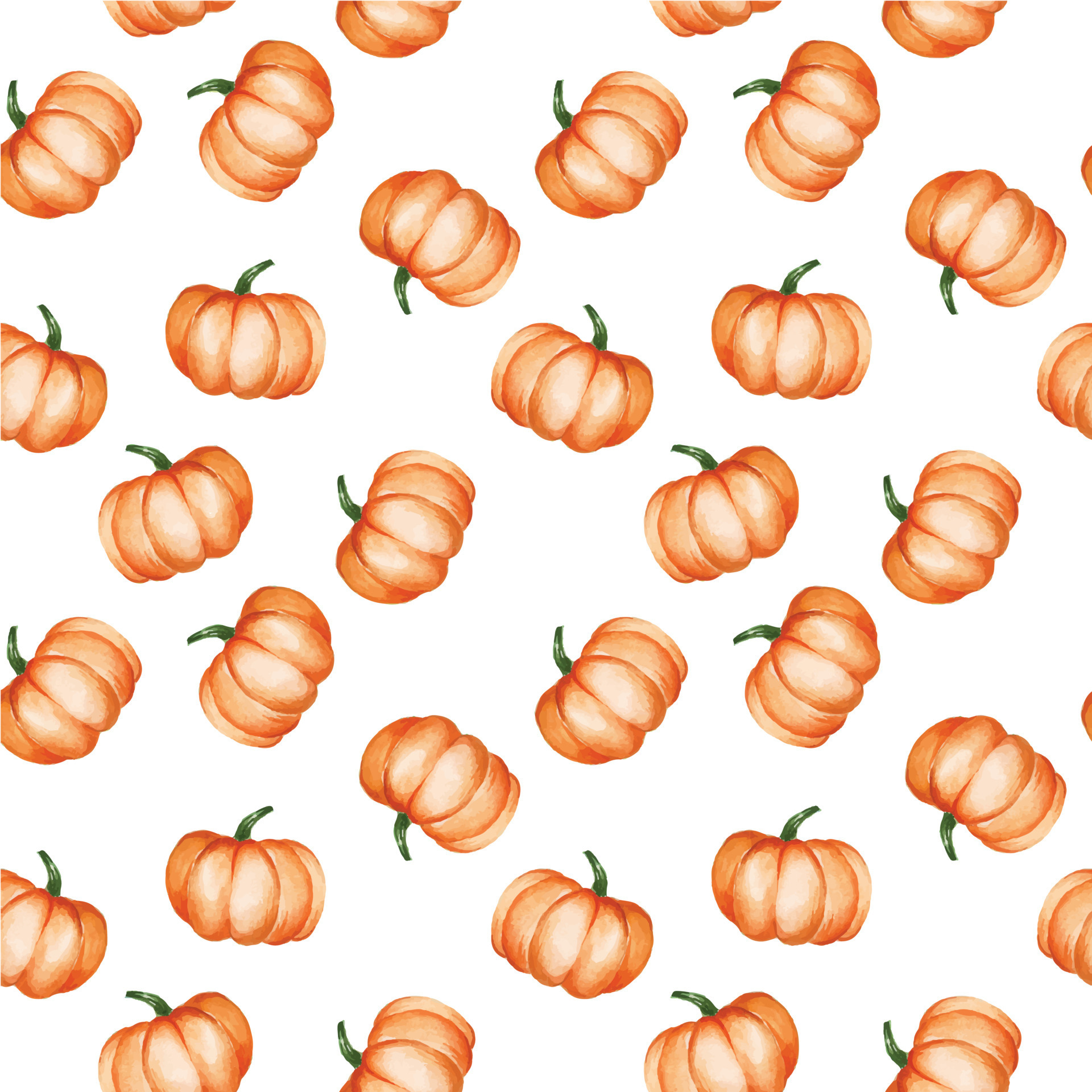 seamless pattern with watercolor pumpkins on a white background. cute print  on the theme of autumn, halloween, orange pumpkins. vegetables, autumn  harvest. background for wallpaper, fabric, wrapping 9770019 Vector Art at  Vecteezy