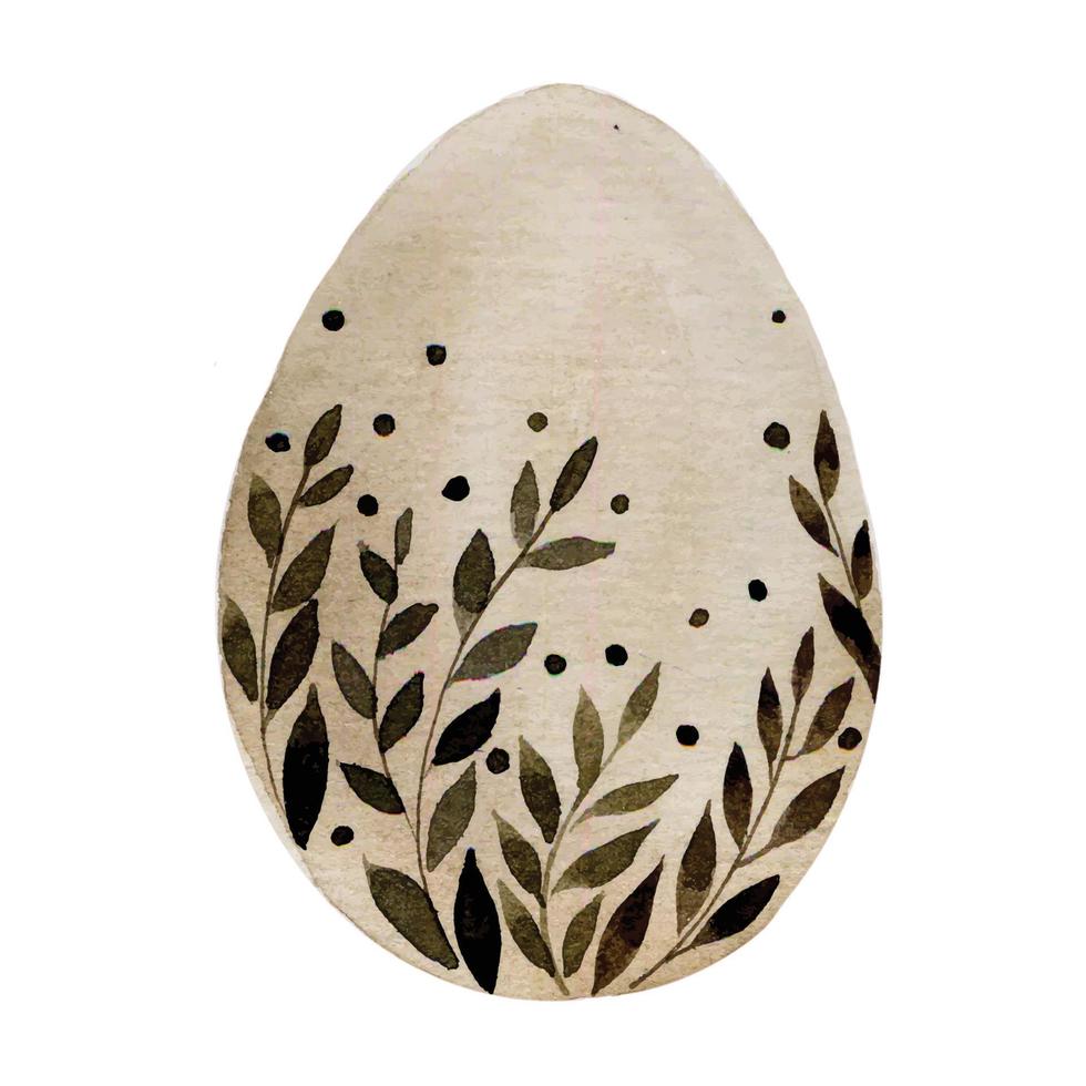 colored eggs with drawings of leaves and flowers. natural colors, boho style vector