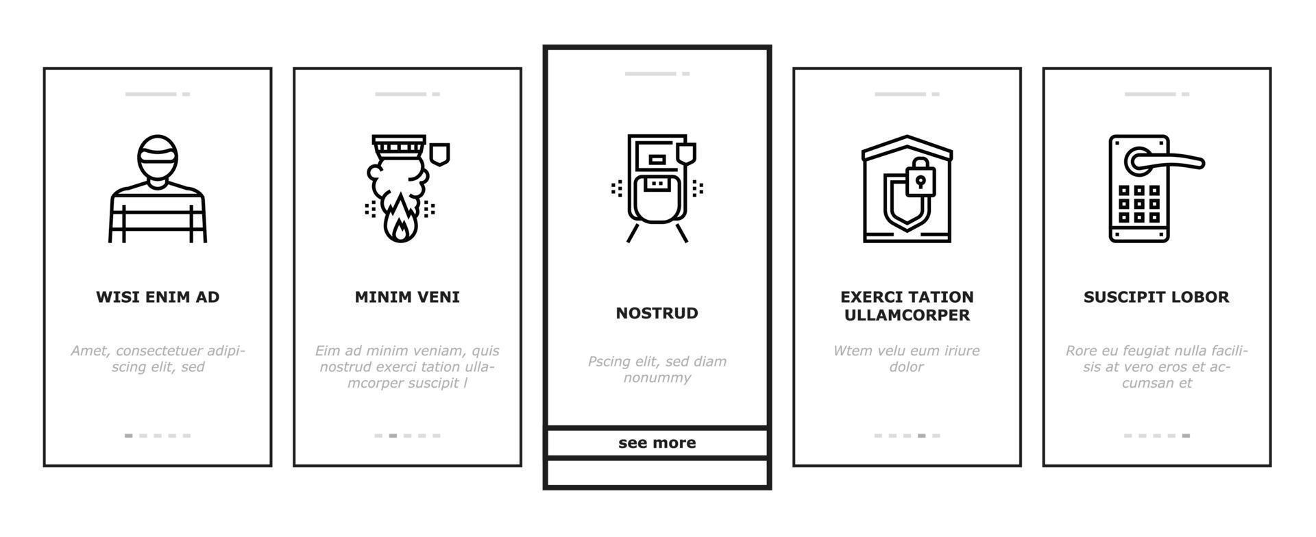 conjunto de iconos de incorporación de dispositivos de seguridad para el hogar vector