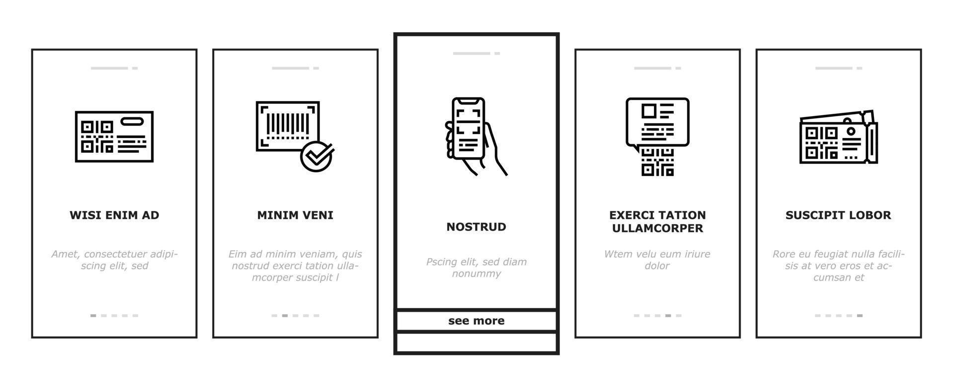 Qr Code Identification Onboarding Icons Set Vector