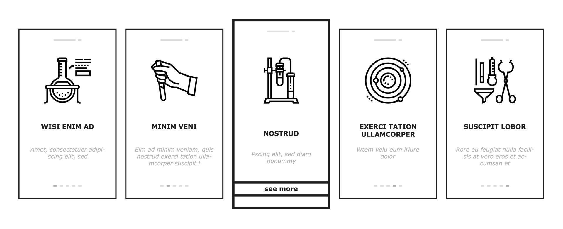 Chemistry Laboratory Onboarding Icons Set Vector