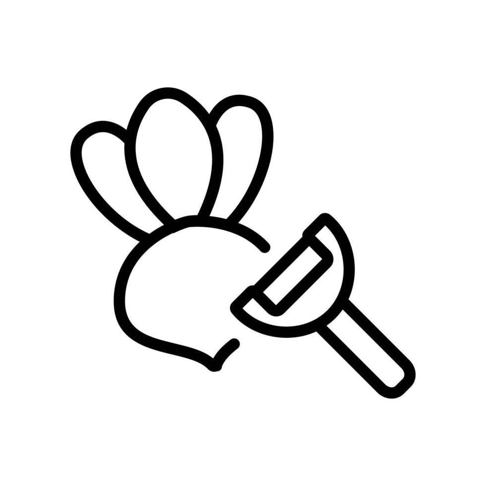 turnip and peeling tool icon vector outline illustration