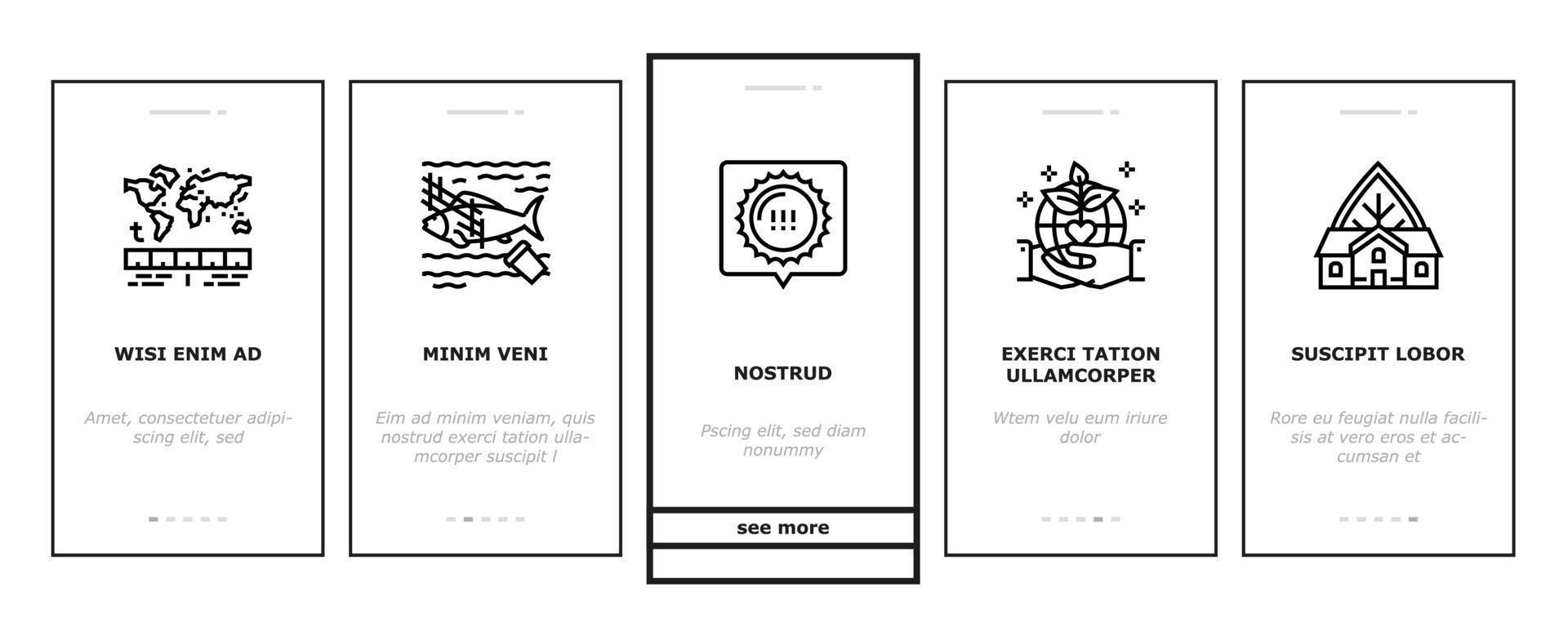 Climate Change And Environment Onboarding Icons Set Vector