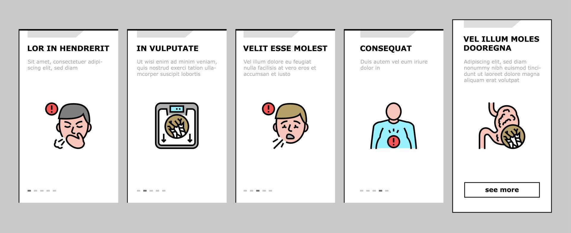 Asbestos Material And Problem Onboarding Icons Set Vector