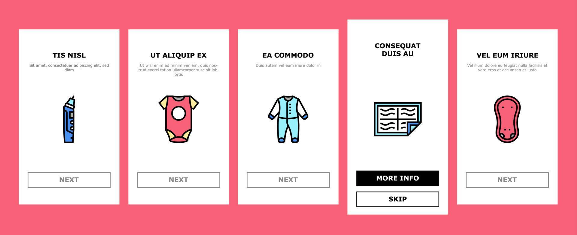 Baby Shop Selling Tool Onboarding Icons Set Vector