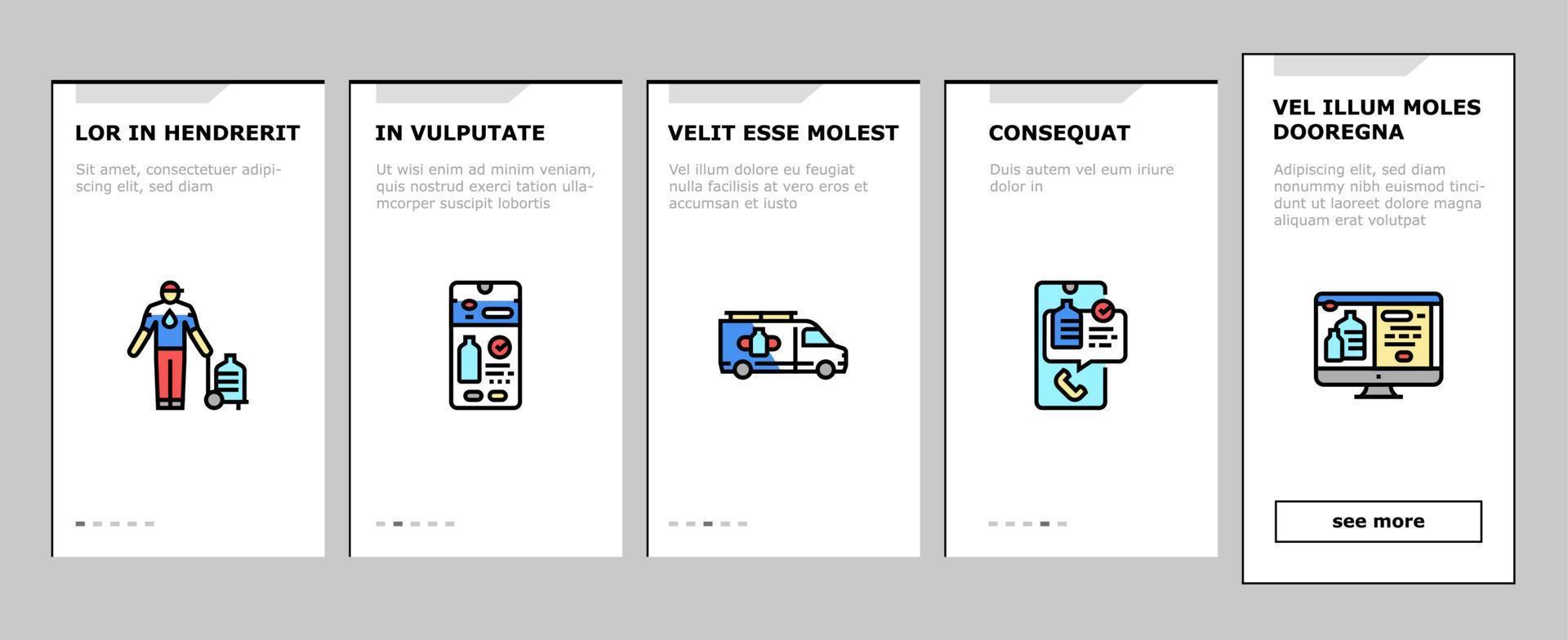 Water Delivery Service Business Onboarding Icons Set Vector