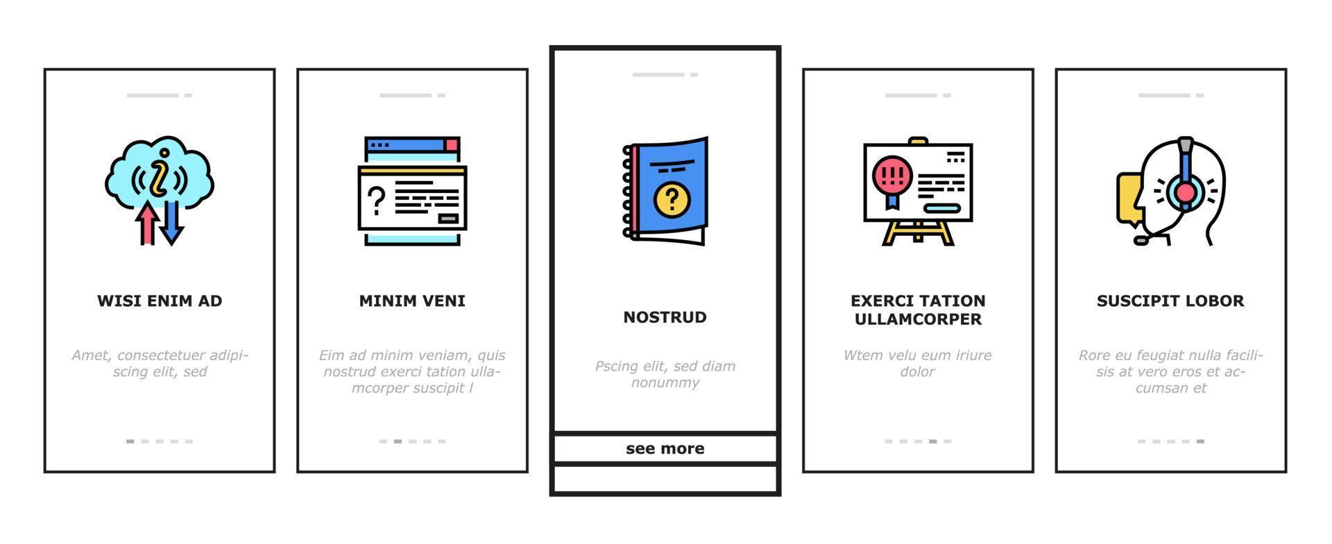 Information And Client Supporting Onboarding Icons Set Vector