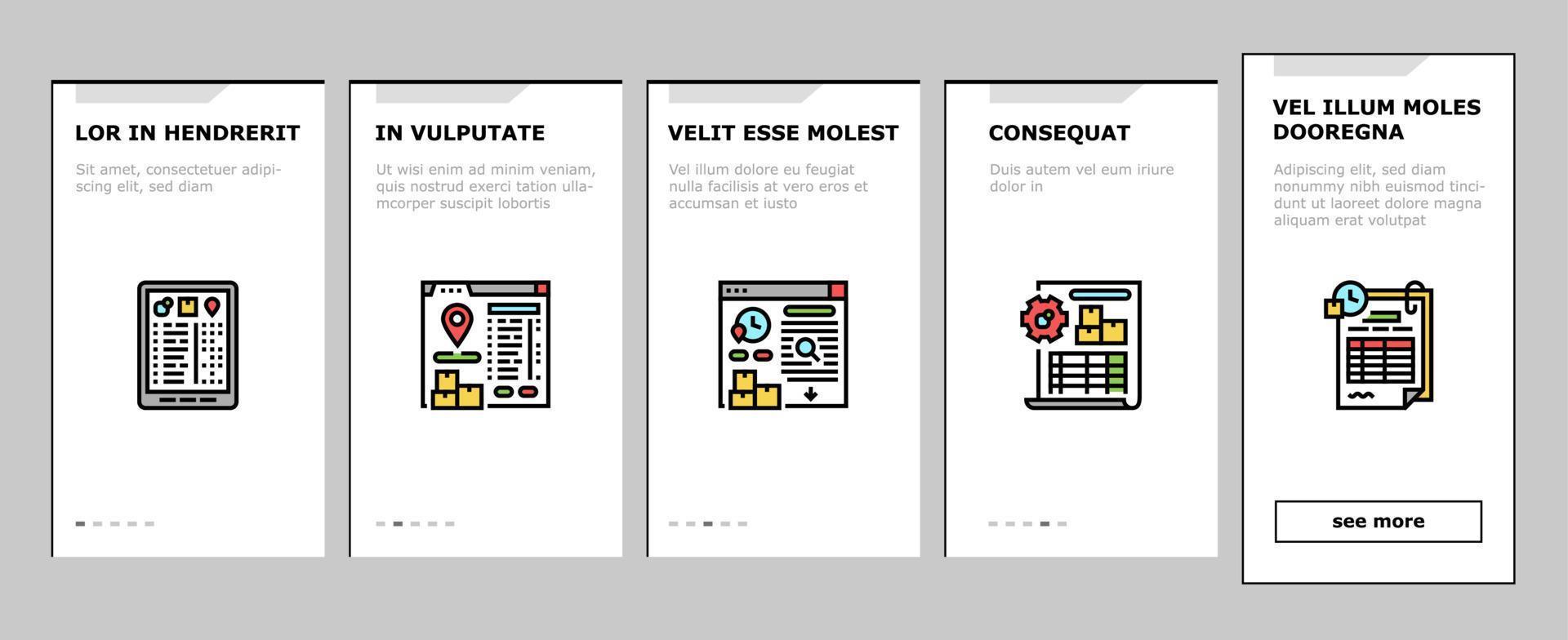 Inventory Analytics And Report Onboarding Icons Set Vector