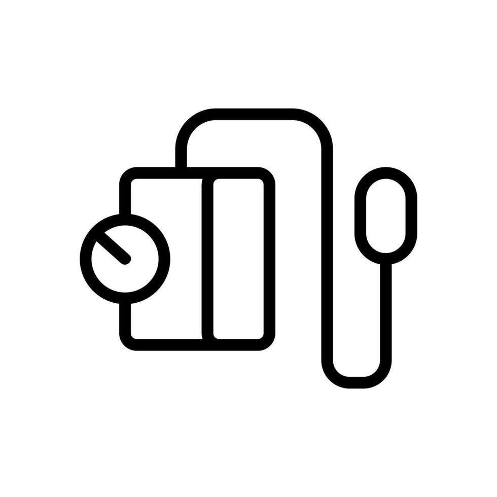 blood pressure monitor with cuff and pear icon vector outline illustration