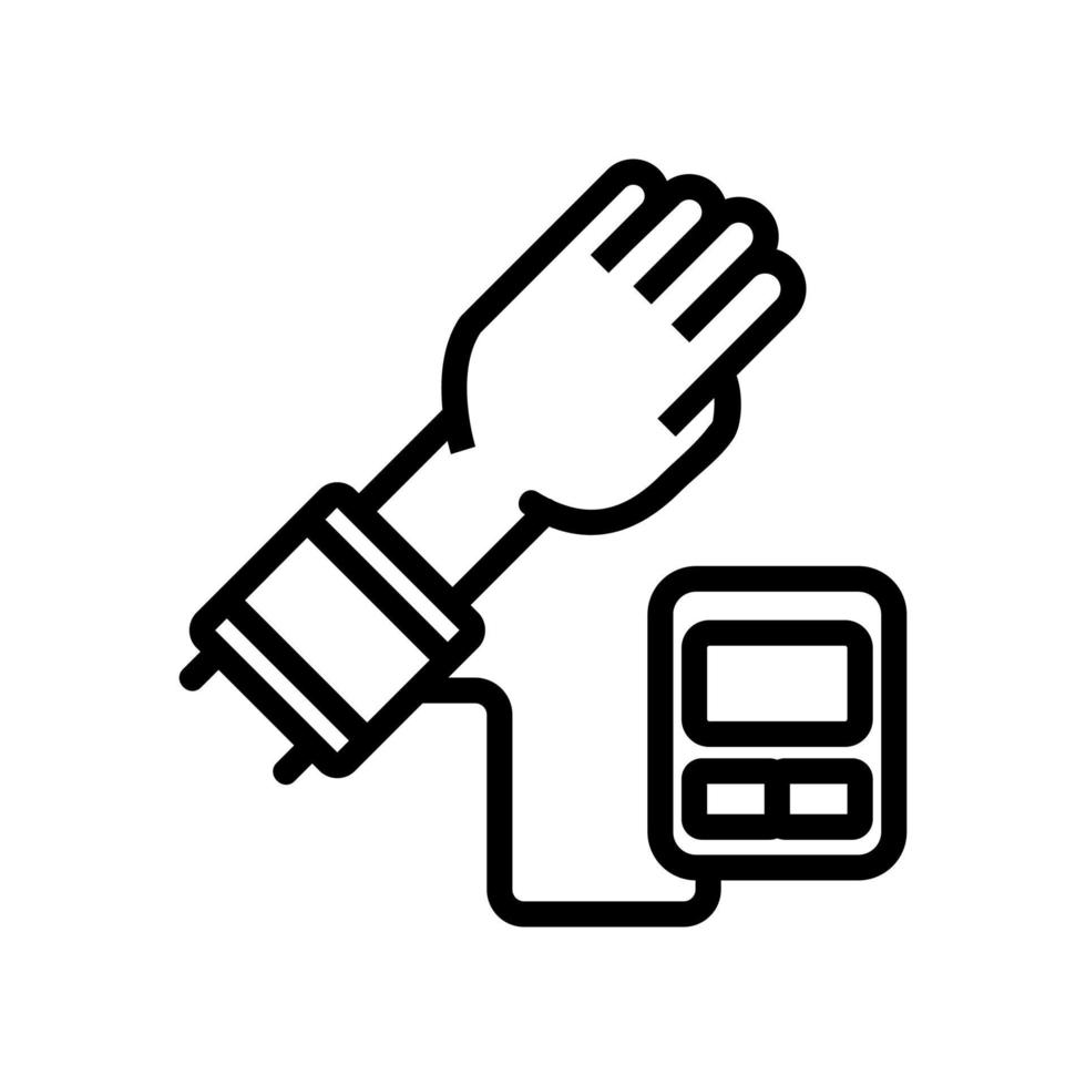 hand with tonometer cuff icon vector illustration