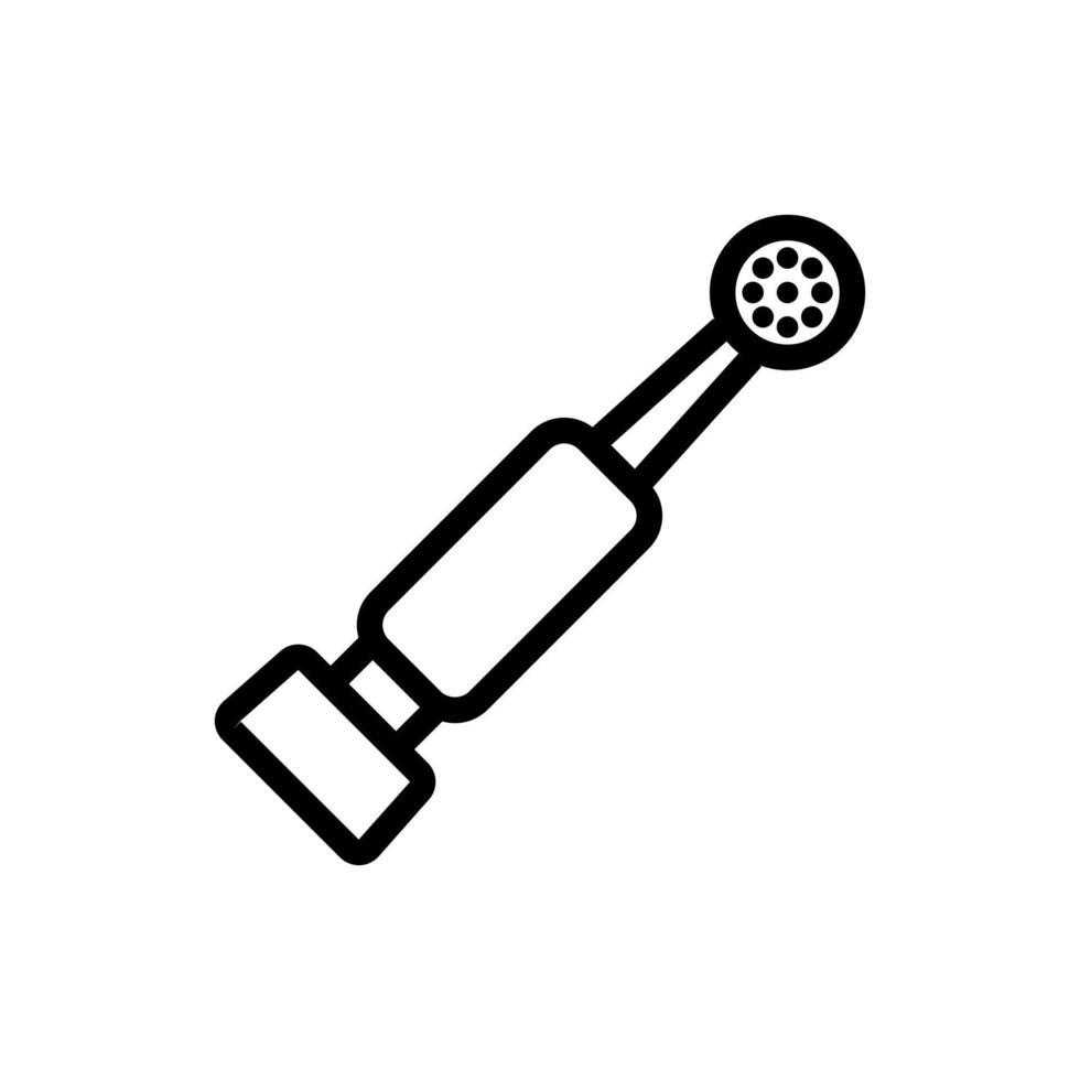 electric round toothbrush with thick handle icon vector outline illustration