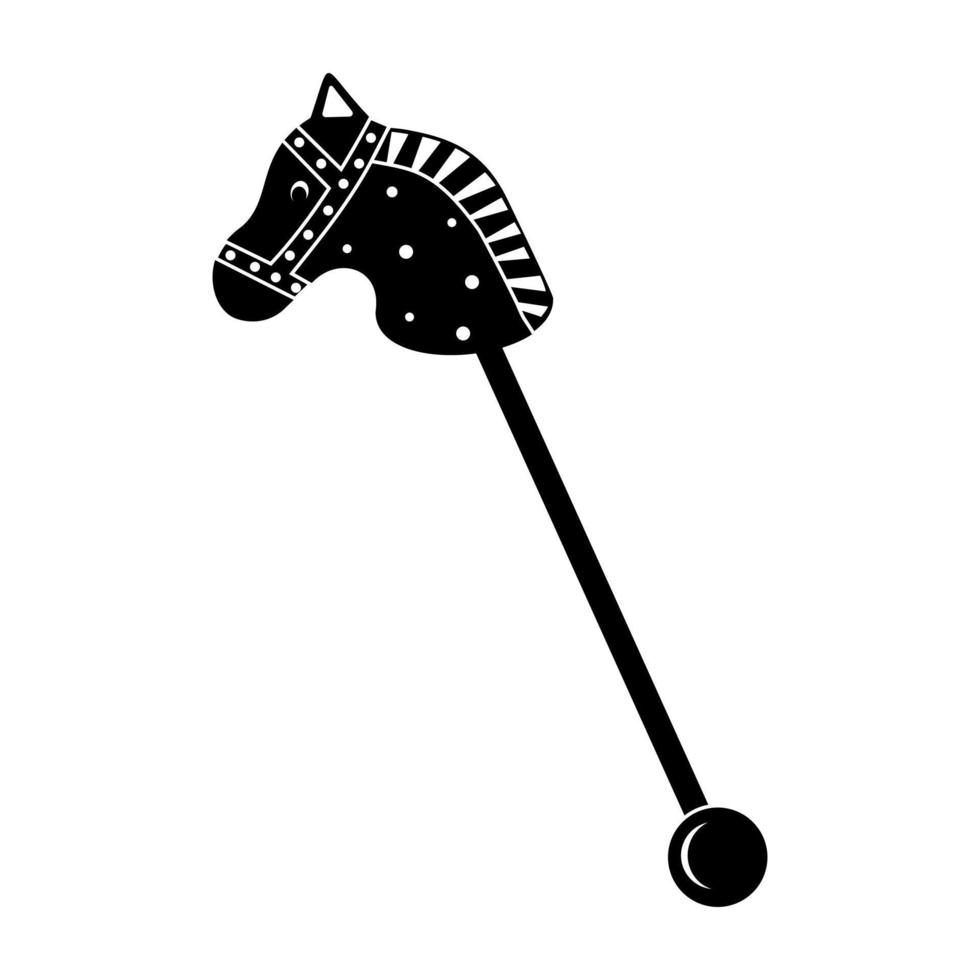 Wooden horse on a stick, children's toy, vector isolated illustration