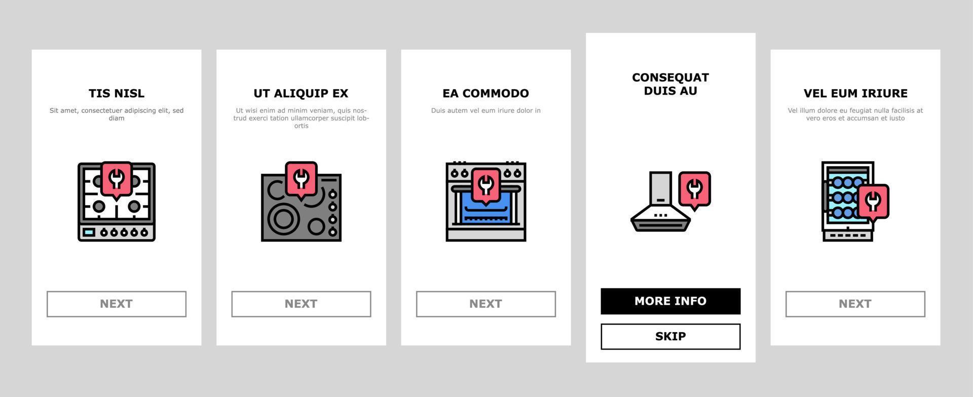 Appliances Repair Maintenance Onboarding Icons Set Vector