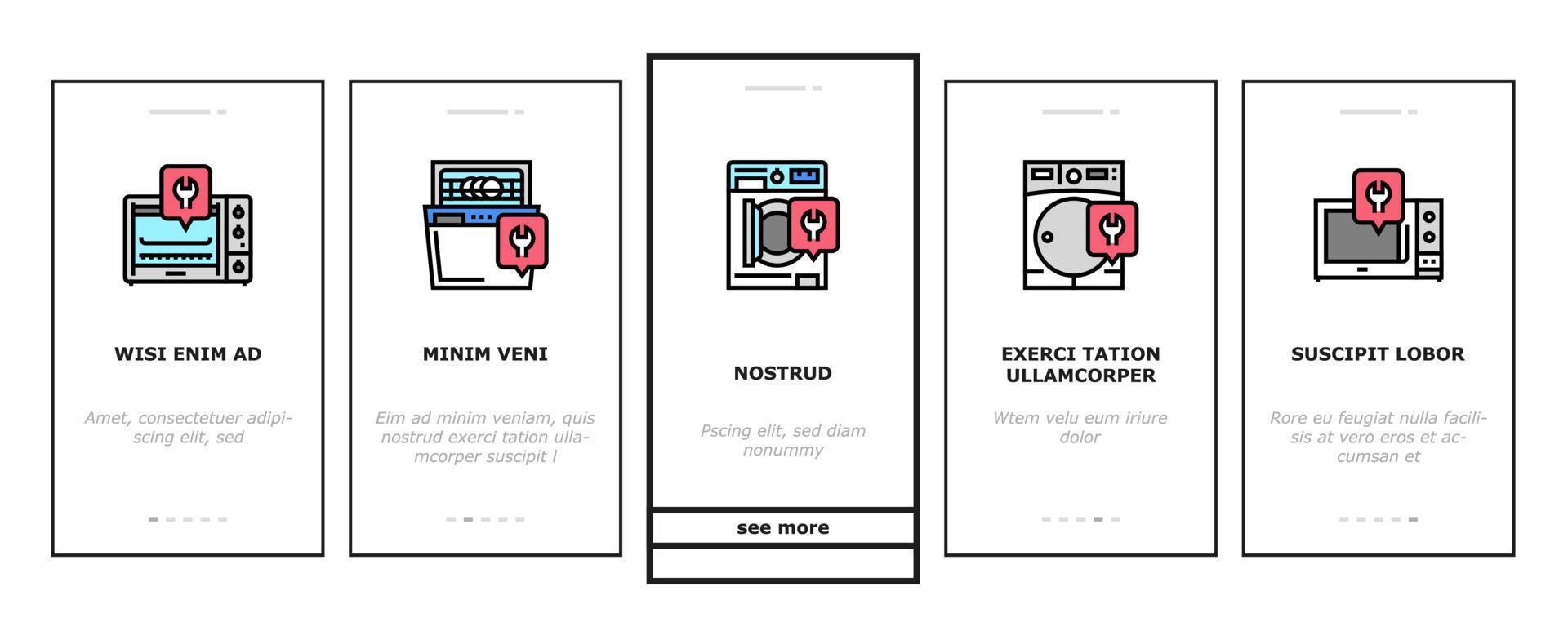 Appliances Repair Maintenance Onboarding Icons Set Vector