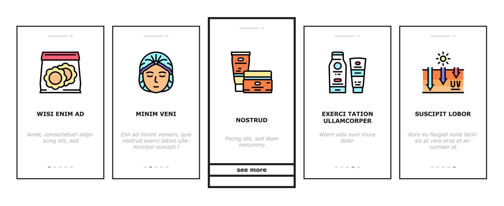 Solarium Salon Tanning Service Onboarding Icons Set Vector