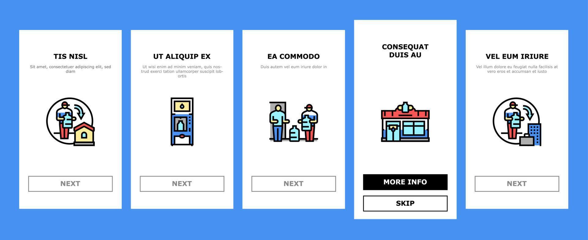 Water Delivery Service Business Onboarding Icons Set Vector