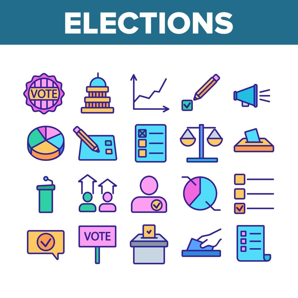 Voting And Elections Collection Icons Set Vector