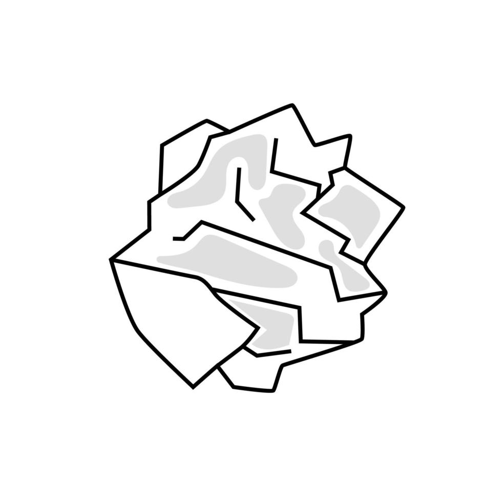 Used wrinkled paper. Ecology concept, garbage recycling, waste disposal. Vector illustration isolated on white background.