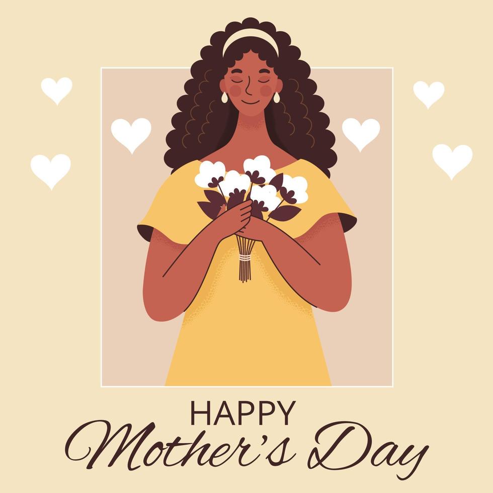 tarjeta de felicitación para el día de la madre, cumpleaños o día internacional de la mujer. mujeres con niños, familia, personas. ilustración vectorial plana vector