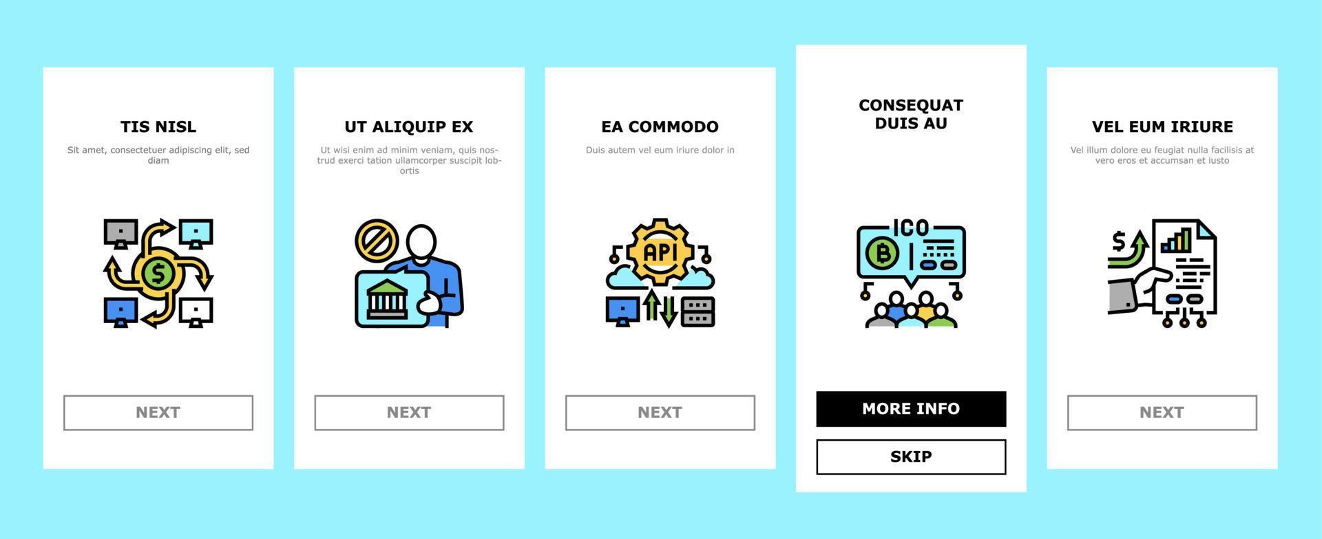 Fintech Financial Technology Onboarding Icons Set Vector