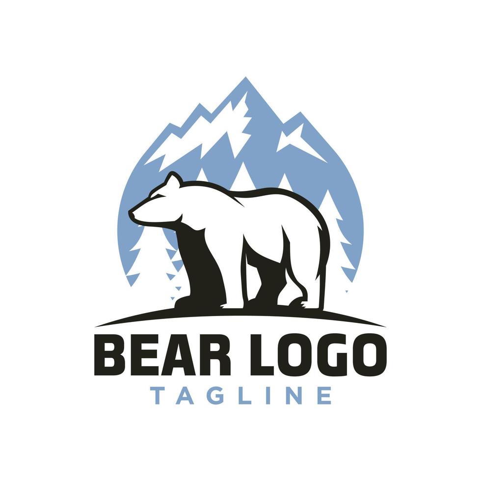 plantilla de vector de logotipo de oso salvaje